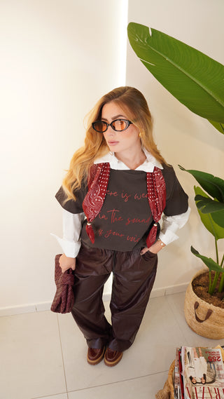 Pantalone ecopelle BURGUNDY