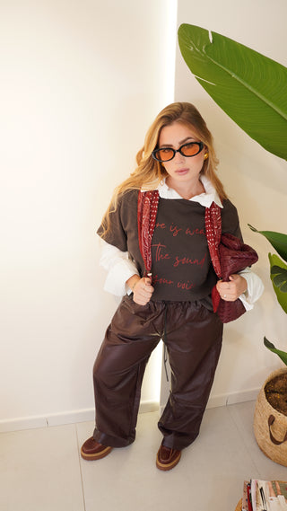 Pantalone ecopelle BURGUNDY