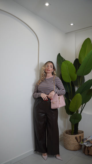 Pantalone KENNEDY ecopelle brown