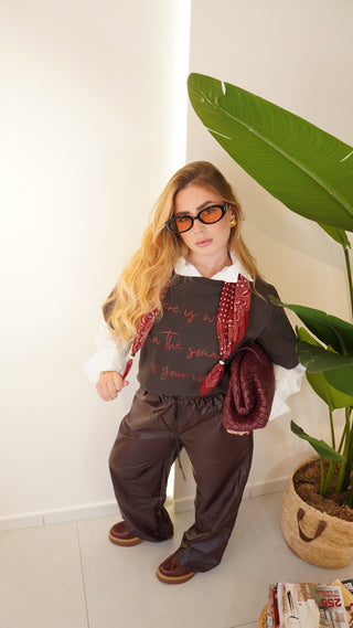 Pantalone ecopelle BURGUNDY