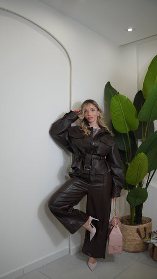 Pantalone KENNEDY ecopelle brown