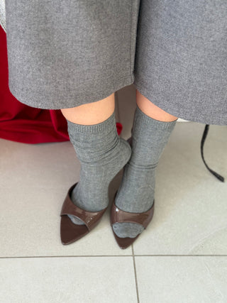 Calzino costine larghe grigio