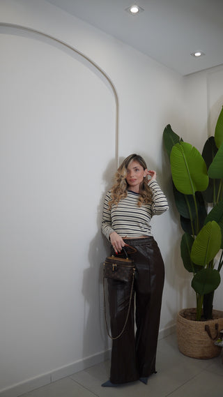 Pantalone KENNEDY ecopelle brown