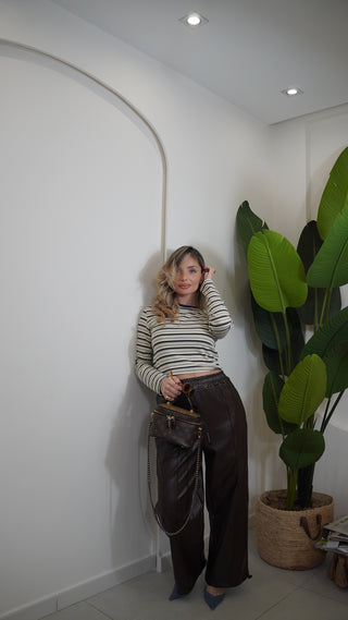 Pantalone KENNEDY ecopelle brown