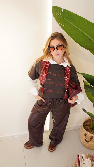 Pantalone ecopelle BURGUNDY