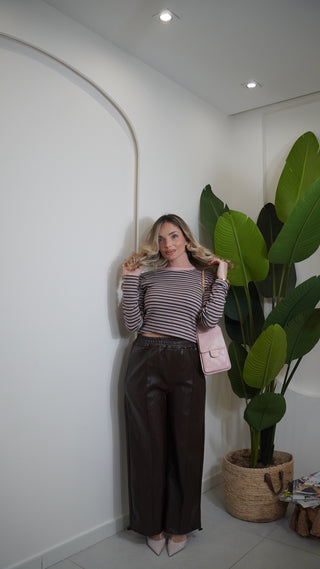 Pantalone KENNEDY ecopelle brown