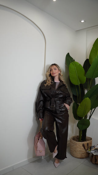 Pantalone KENNEDY ecopelle brown