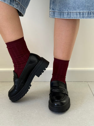 Calzino costine larghe bordeaux