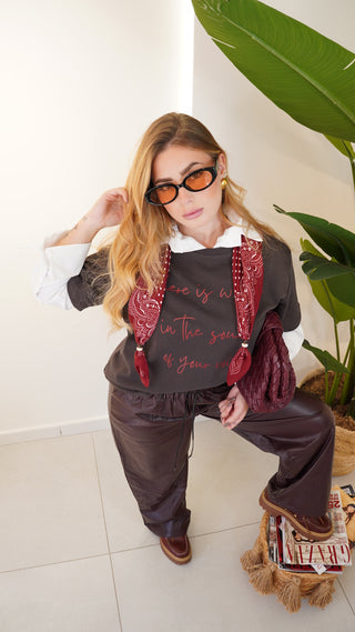 Pantalone ecopelle BURGUNDY