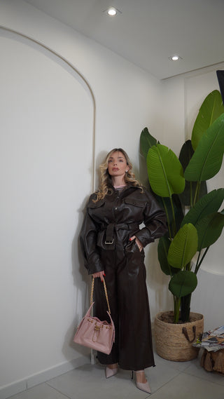 Pantalone KENNEDY ecopelle brown