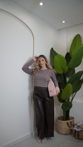 Pantalone KENNEDY ecopelle brown